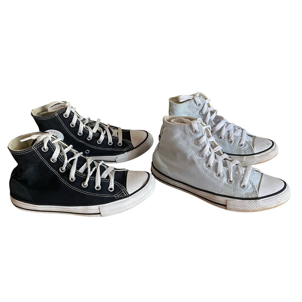 Converse Chuck Taylor All Star Youth 3 High Top Sneakers Black Silver Lot 2